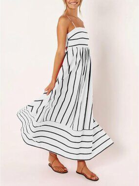 Striped Black Smoked Maxi Dress